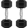RitFit 5-300LBS Rubber Encased Hex Dumbbell Sets with Optional Rack for Home Gym, Coated Hand Weights for Strength Training, Workouts(2 X 25 LBS)