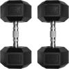 RitFit 5-650 LBS PVC Encased Hex Dumbbell Sets with Optional Rack for Home Gym, Hand weight with Chrome Handle for Strength Training, Workouts(2X45LBS)