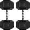 RitFit 5-650 LBS PVC Encased Hex Dumbbell Sets with Optional Rack for Home Gym, Hand weight with Chrome Handle for Strength Training, Workouts(2X55LBS)