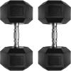 RitFit 5-650 LBS PVC Encased Hex Dumbbell Sets with Optional Rack for Home Gym, Hand weight with Chrome Handle for Strength Training, Workouts(2X60LBS)