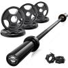RitFit Barbell Weight Set – 4/6FT Olympic Barbell with Weight Plates (55-275LB Total) – Weightlifting Equipment for Squats, Curls, Deadlifts, Presses, Hip Thrusts(Black)