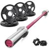 RitFit Barbell Weight Set – 4/6FT Olympic Barbell with Weight Plates (55-275LB Total) – Weightlifting Equipment for Squats, Curls, Deadlifts, Presses, Hip Thrusts(Pink)