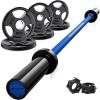 RitFit Barbell Weight Set – 4/6FT Olympic Barbell with Weight Plates (55-275LB Total) – Weightlifting Equipment for Squats, Curls, Deadlifts, Presses, Hip Thrusts(Black/Blue)