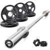 RitFit Barbell Weight Set – 4/6FT Olympic Barbell with Weight Plates (55-275LB Total) – Weightlifting Equipment for Squats, Curls, Deadlifts, Presses, Hip Thrusts(Silver)