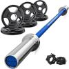 RitFit Barbell Weight Set – 4/6FT Olympic Barbell with Weight Plates (55-275LB Total) – Weightlifting Equipment for Squats, Curls, Deadlifts, Presses, Hip Thrusts(Silver/Blue)