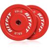 RitFit Color Coded Olympic Bumper Plate for Barbell – 2-Inch Weight Plates With Steel Insert, Rubber Weights for Strength Training in Home Gym(2X55LB)