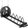 RitFit Horizontal/Vertical Weight Plates Rack, Weight Storage Rack with Barbell Bumper Weight Plates Holder for 2-Inch Weight Plates, Olympic Bar Storage Rack with Handle and Rolling Wheels(Horizontal)