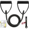 RitFit Single Resistance Exercise Band with Comfortable Handles – Ideal for Physical Therapy, Strength Training, Muscle Toning – Door Anchor and Starter Guide Included(Black(25-30lbs))