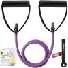 RitFit Single Resistance Exercise Band with Comfortable Handles – Ideal for Physical Therapy, Strength Training, Muscle Toning – Door Anchor and Starter Guide Included(Purple(15-20lbs))
