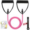 RitFit Single Resistance Exercise Band with Comfortable Handles – Ideal for Physical Therapy, Strength Training, Muscle Toning – Door Anchor and Starter Guide Included(Rose Pink(10-15lbs))