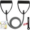 RitFit Single Resistance Exercise Band with Comfortable Handles – Ideal for Physical Therapy, Strength Training, Muscle Toning – Door Anchor and Starter Guide Included(Gray(35-40lbs))