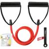 RitFit Single Resistance Exercise Band with Comfortable Handles – Ideal for Physical Therapy, Strength Training, Muscle Toning – Door Anchor and Starter Guide Included(Red(45-50lbs))
