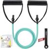 RitFit Single Resistance Exercise Band with Comfortable Handles – Ideal for Physical Therapy, Strength Training, Muscle Toning – Door Anchor and Starter Guide Included(Aqua(12-16lbs))