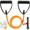 RitFit Single Resistance Exercise Band with Comfortable Handles – Ideal for Physical Therapy, Strength Training, Muscle Toning – Door Anchor and Starter Guide Included(Orange(30-35lbs))