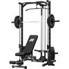 RitFit Smith Machine Power Rack with LAT-Pull Down System, Landmine, Barbell Bar, Plate Storage Pegs and More Training Attachment