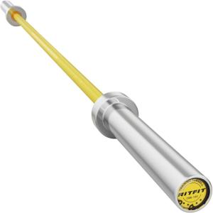 RITFIT 7FT Olympic Barbell for Strength and Weightlifting Training – 2 Inch Olympic Bar for Squat, Deadlift, Bench Press, Curl, Overhead Press – 600lbs/1000lbs/1200lbs Capacity(Sliver/Yellow)