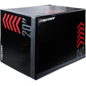 RitFit 3 in 1 Extra Firm Soft Plyo Box Foam Plyometric Box-30”x24”x20”-20″x18″x16″ Heavy Duty High Density Foam Jumping Box 3 Sizes with PVC Cover,Platform for Home Gym Fitness, 440lb Weight Capacity(LARGE-B)