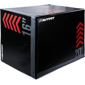 RitFit 3 in 1 Extra Firm Soft Plyo Box Foam Plyometric Box-30”x24”x20”-20″x18″x16″ Heavy Duty High Density Foam Jumping Box 3 Sizes with PVC Cover,Platform for Home Gym Fitness, 440lb Weight Capacity(MEDIUM-B)