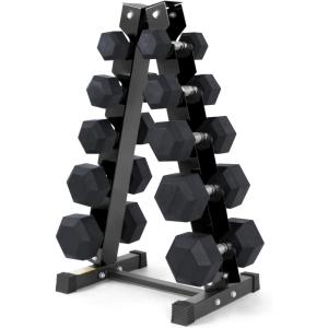 RitFit 5-300LBS Rubber Encased Hex Dumbbell Sets with Optional Rack for Home Gym, Coated Hand Weights for Strength Training, Workouts(250 Lb Set with 5-Tier Rack(10+15+25+35+40))