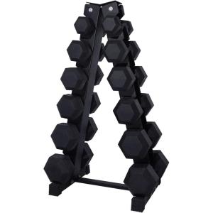 RitFit 5-300LBS Rubber Encased Hex Dumbbell Sets with Optional Rack for Home Gym, Coated Hand Weights for Strength Training, Workouts(350 LB Set with 6-Tier Rack (10+20+25+30+40+50))