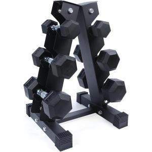 RitFit 5-300LBS Rubber Encased Hex Dumbbell Sets with Optional Rack for Home Gym, Coated Hand Weights for Strength Training, Workouts(60 Lb Set (5+10+15))