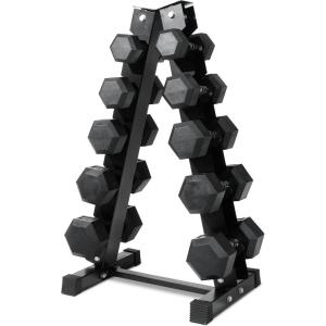 RitFit 5-650 LBS PVC Encased Hex Dumbbell Sets with Optional Rack for Home Gym, Hand weight with Chrome Handle for Strength Training, Workouts((10+15+20+25+30) 200LBS SET)