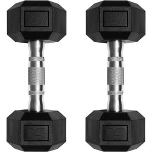 RitFit 5-650 LBS PVC Encased Hex Dumbbell Sets with Optional Rack for Home Gym, Hand weight with Chrome Handle for Strength Training, Workouts(2X15LBS)