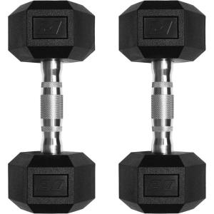 RitFit 5-650 LBS PVC Encased Hex Dumbbell Sets with Optional Rack for Home Gym, Hand weight with Chrome Handle for Strength Training, Workouts(2X20LBS)