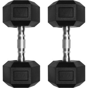RitFit 5-650 LBS PVC Encased Hex Dumbbell Sets with Optional Rack for Home Gym, Hand weight with Chrome Handle for Strength Training, Workouts(2X30LBS)