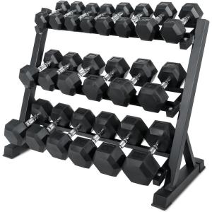 RitFit 5-650 LBS PVC Encased Hex Dumbbell Sets with Optional Rack for Home Gym, Hand weight with Chrome Handle for Strength Training, Workouts((5+10+15+20+25+30+35+40+45)450LBS SET)