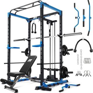 RitFit All-in-One Squat Rack for Home Gym, PPC02C Multi-Function 1000 LBS Capacity Power Cage with LAT Pulldown, Pulley System, Dip Bar, Landmine & More Power Rack Attachments, Package