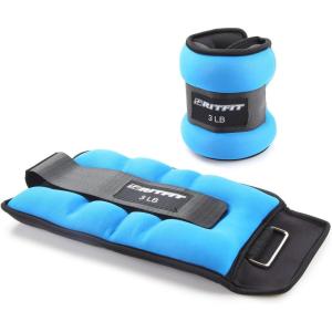 RitFit Ankle Wrist Weights (1 Pair) 1 1.5 2 3 4 5 LB Each with Fully Adjustable Strap for Arm, Hand & Leg – Best for Walking, Jogging, Gymnastics, Aerobics(Blue-3LB)