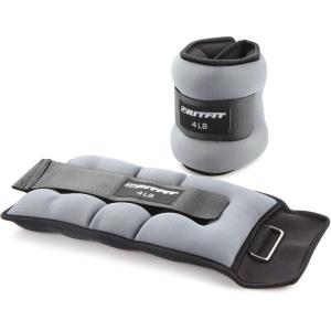 RitFit Ankle Wrist Weights (1 Pair) 1 1.5 2 3 4 5 LB Each with Fully Adjustable Strap for Arm, Hand & Leg – Best for Walking, Jogging, Gymnastics, Aerobics(Gray-4LB)