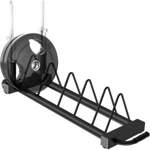 RitFit Horizontal/Vertical Weight Plates Rack, Weight Storage Rack with Barbell Bumper Weight Plates Holder for 2-Inch Weight Plates, Olympic Bar Storage Rack with Handle and Rolling Wheels(Horizontal)