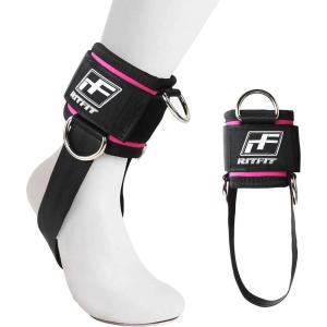 RitFit Kickback Ankle Straps Padded Ankle Strap for Cable Machine,Strong Hook and Loop,Reinforced 3 D-Ring, Adjustable Comfort fit Neoprene – Premium Ankle Cuffs to Enhance Abs, Glute & Leg Workouts(pink)