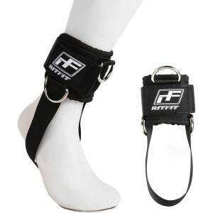 RitFit Kickback Ankle Straps Padded Ankle Strap for Cable Machine,Strong Hook and Loop,Reinforced 3 D-Ring, Adjustable Comfort fit Neoprene – Premium Ankle Cuffs to Enhance Abs, Glute & Leg Workouts(black)