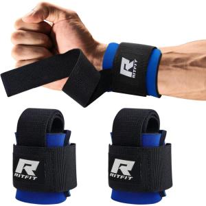 RitFit Lifting Wraps, Wrist Straps for Weightlifting, Wrist Support for Working Out, Bodybuilding, MMA, Powerlifting, Strength Training, Men & Women(BLUE)
