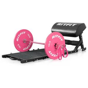 RitFit Multi-Function Hip Thrust Machine Bench Platform HTM-800, 800lbs Capacity Booty Workout Equipment with Thick Back Pad, Barbell Hip Thrust Cover and Band Pegs, for Glute Training Home Gym