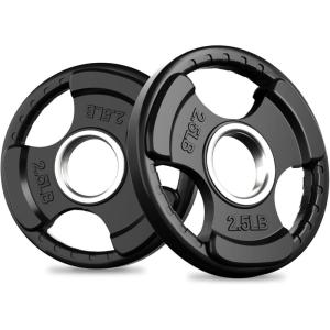 RitFit Olympic Rubber Grip Plates for Barbell, 2-Inch Weight Plates for Weightlifting and Strength Training in Home & Gym, Single, Pair and Sets(2.5/5/10/25/35/45 LB)(2X2.5LB)