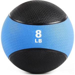RitFit Weighted Medicine Ball – Non-Slip Rubber Shell & Dual Texture Grip – Workout Exercise Ball for Core Strength, Balance Training, Coordination Fitness – Multiple Weights & Colors(Blue-8LB)
