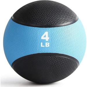 RitFit Weighted Medicine Ball – Non-Slip Rubber Shell & Dual Texture Grip – Workout Exercise Ball for Core Strength, Balance Training, Coordination Fitness – Multiple Weights & Colors(Aqua-4LB)