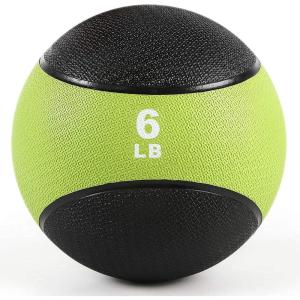 RitFit Weighted Medicine Ball – Non-Slip Rubber Shell & Dual Texture Grip – Workout Exercise Ball for Core Strength, Balance Training, Coordination Fitness – Multiple Weights & Colors(Grass Green-6LB)