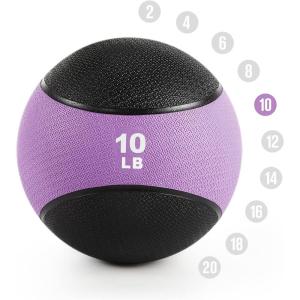 RitFit Weighted Medicine Ball – Non-Slip Rubber Shell & Dual Texture Grip – Workout Exercise Ball for Core Strength, Balance Training, Coordination Fitness – Multiple Weights & Colors(Purple-10LB)