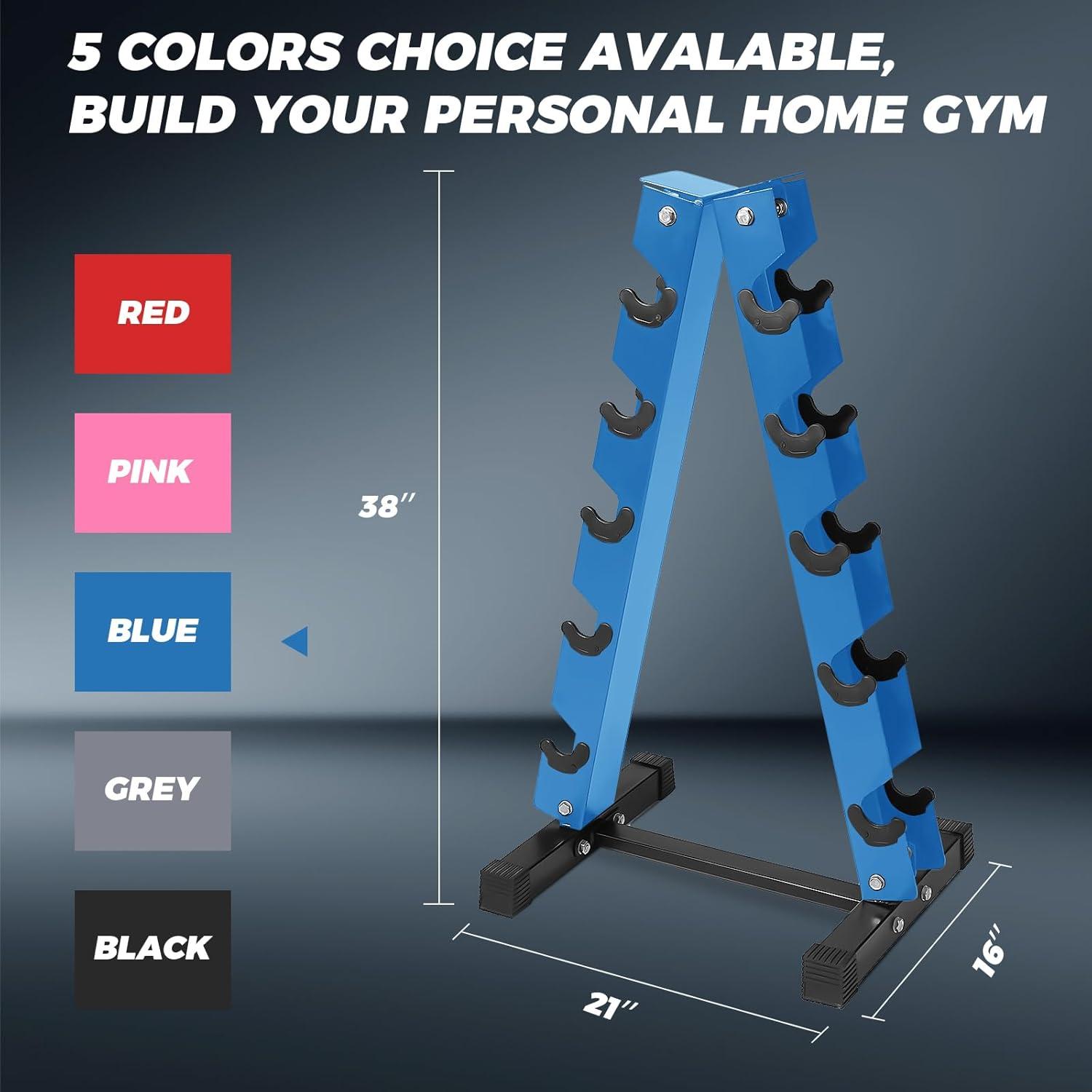 imageRitFit 250LB300LB Rubber Hex Dumbbell Sets with Weights Rack Multiple Color Choices Available Great Gym Equipment for Home Strength Training WorkoutsBlue