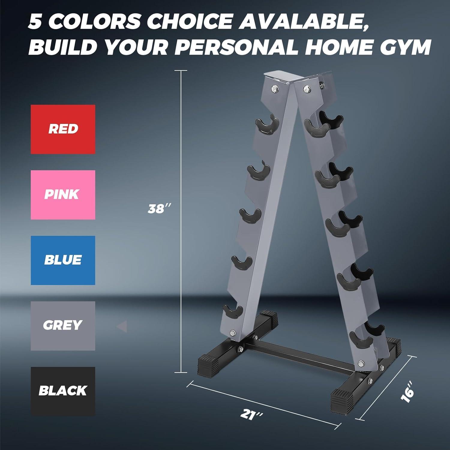 imageRitFit 250LB300LB Rubber Hex Dumbbell Sets with Weights Rack Multiple Color Choices Available Great Gym Equipment for Home Strength Training WorkoutsGrey