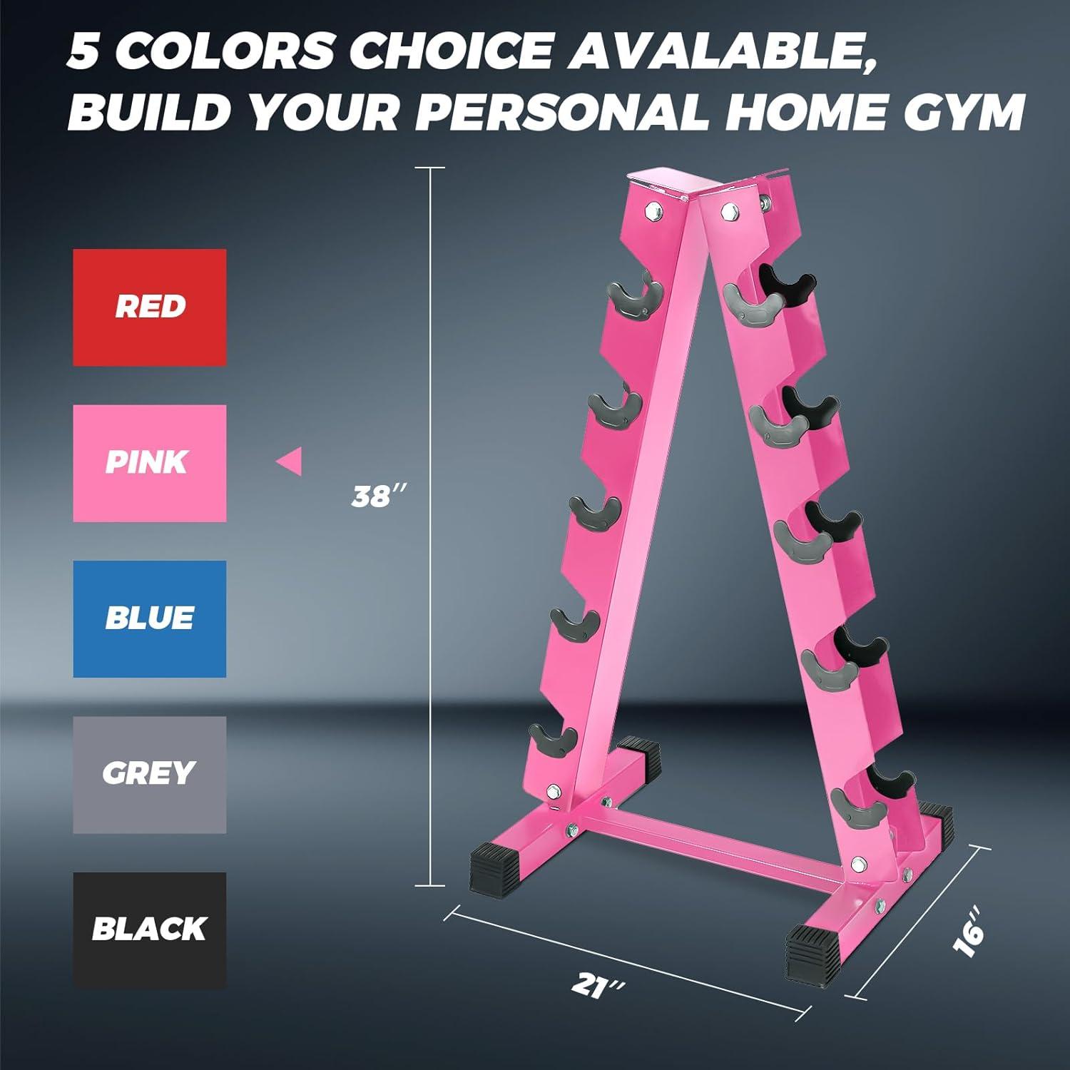 imageRitFit 250LB300LB Rubber Hex Dumbbell Sets with Weights Rack Multiple Color Choices Available Great Gym Equipment for Home Strength Training WorkoutsPink