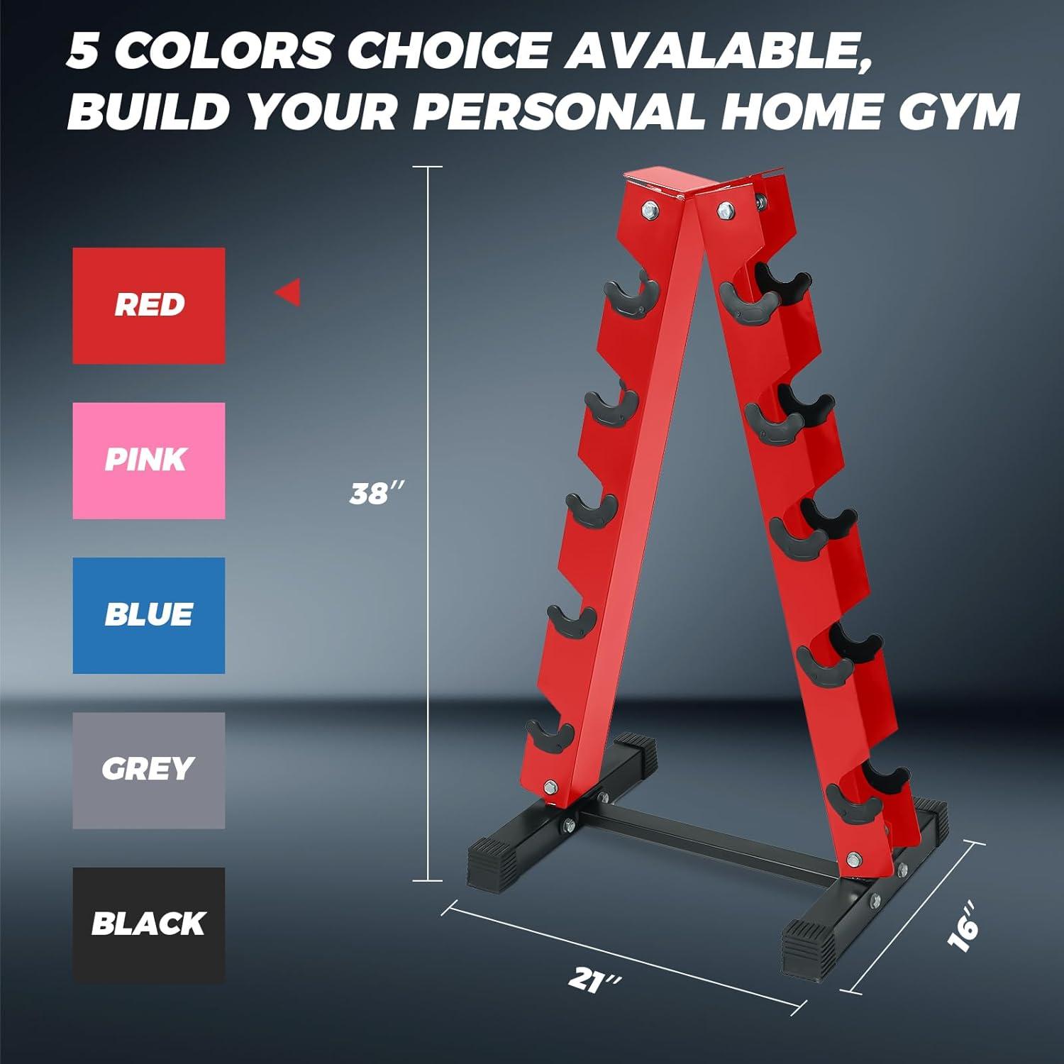 imageRitFit 250LB300LB Rubber Hex Dumbbell Sets with Weights Rack Multiple Color Choices Available Great Gym Equipment for Home Strength Training WorkoutsRed