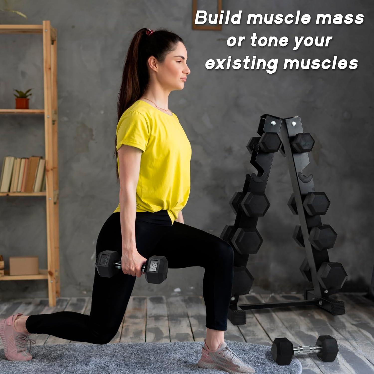 imageRitFit 5650 LBS PVC Encased Hex Dumbbell Sets with Optional Rack for Home Gym Hand weight with Chrome Handle for Strength Training Workouts102025304050 350LBS SET