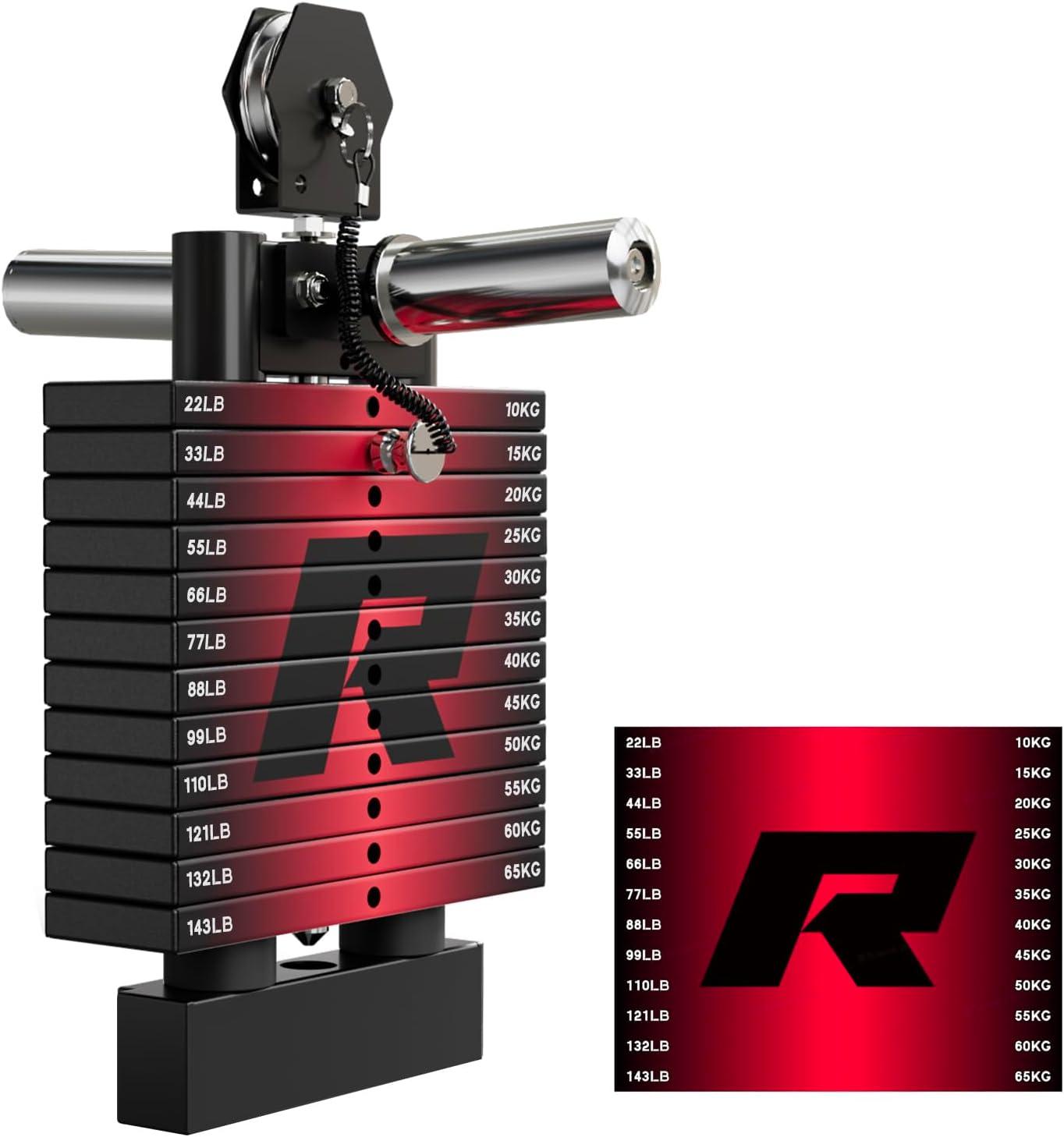 imageRitFit M1 Pro Smith Machine Package AllinOne Power Cage with Weight Stack Set Includes LAT Pulldown amp Cable Crossover System for Home GymeBlack