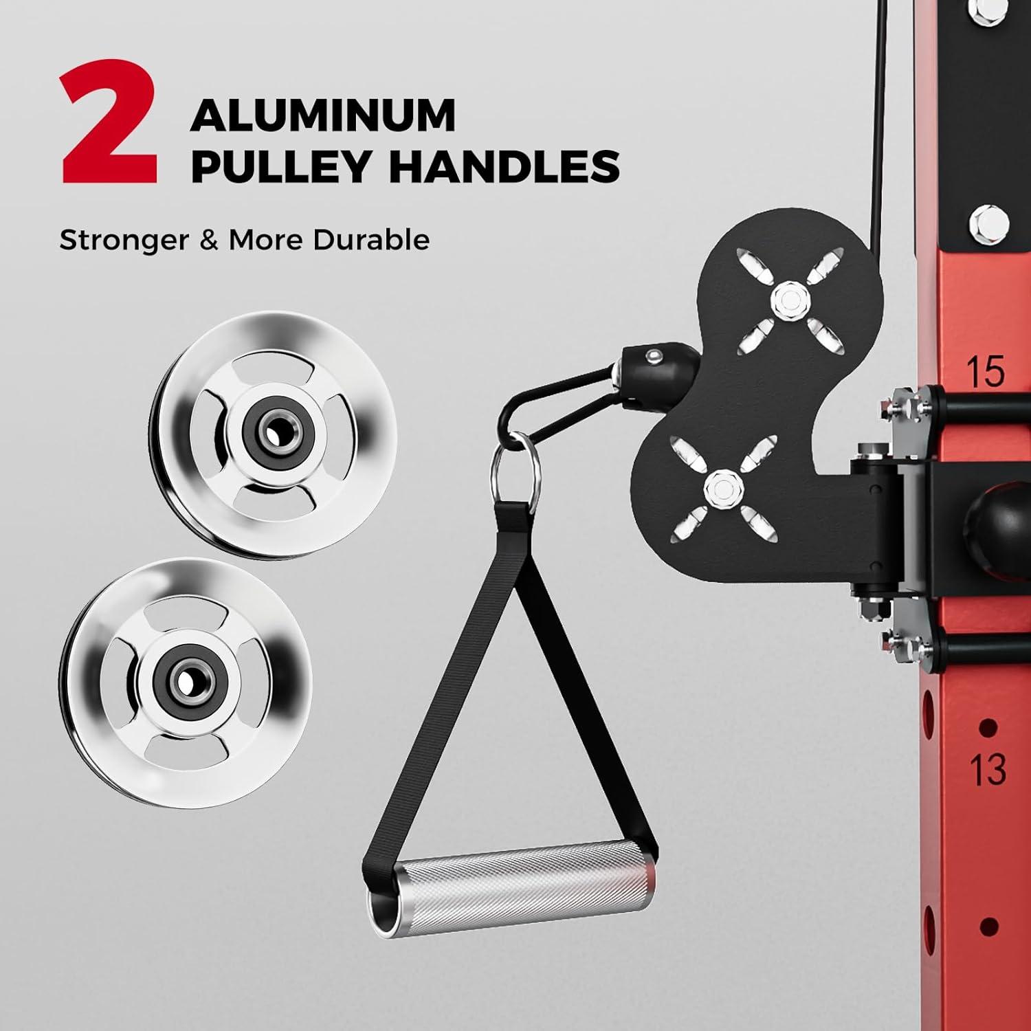 imageRitFit M1 Pro Smith Machine Package AllinOne Power Cage with Weight Stack Set Includes LAT Pulldown amp Cable Crossover System for Home GymeRed